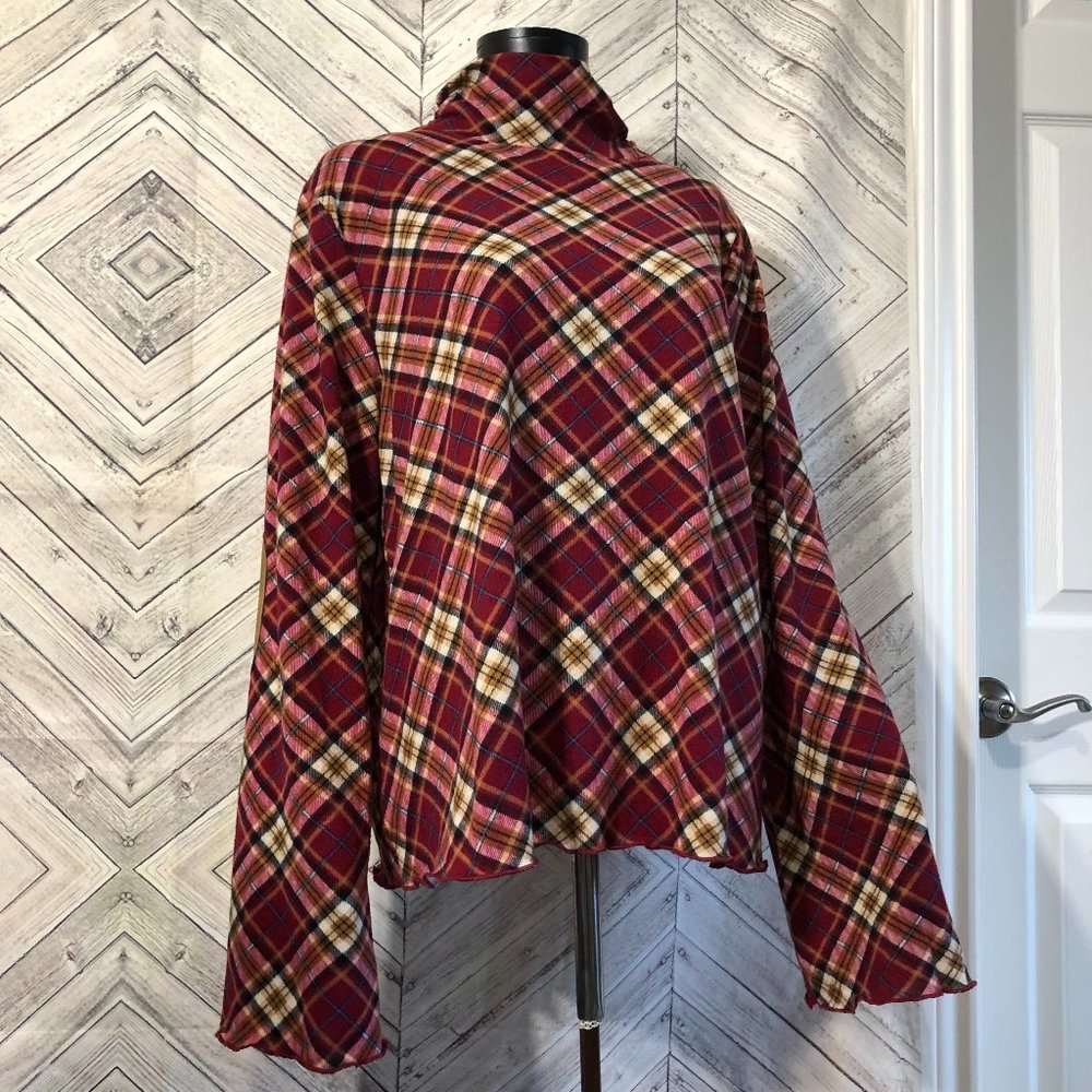 NWT UMgee L TARTAN plaid mock neck knit pullover - Picture 7 of 7